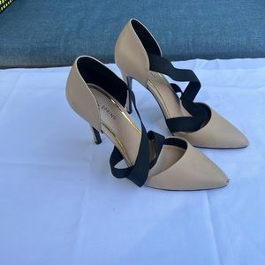 High-heeled Shoes; Tan; Women’s; Black straps